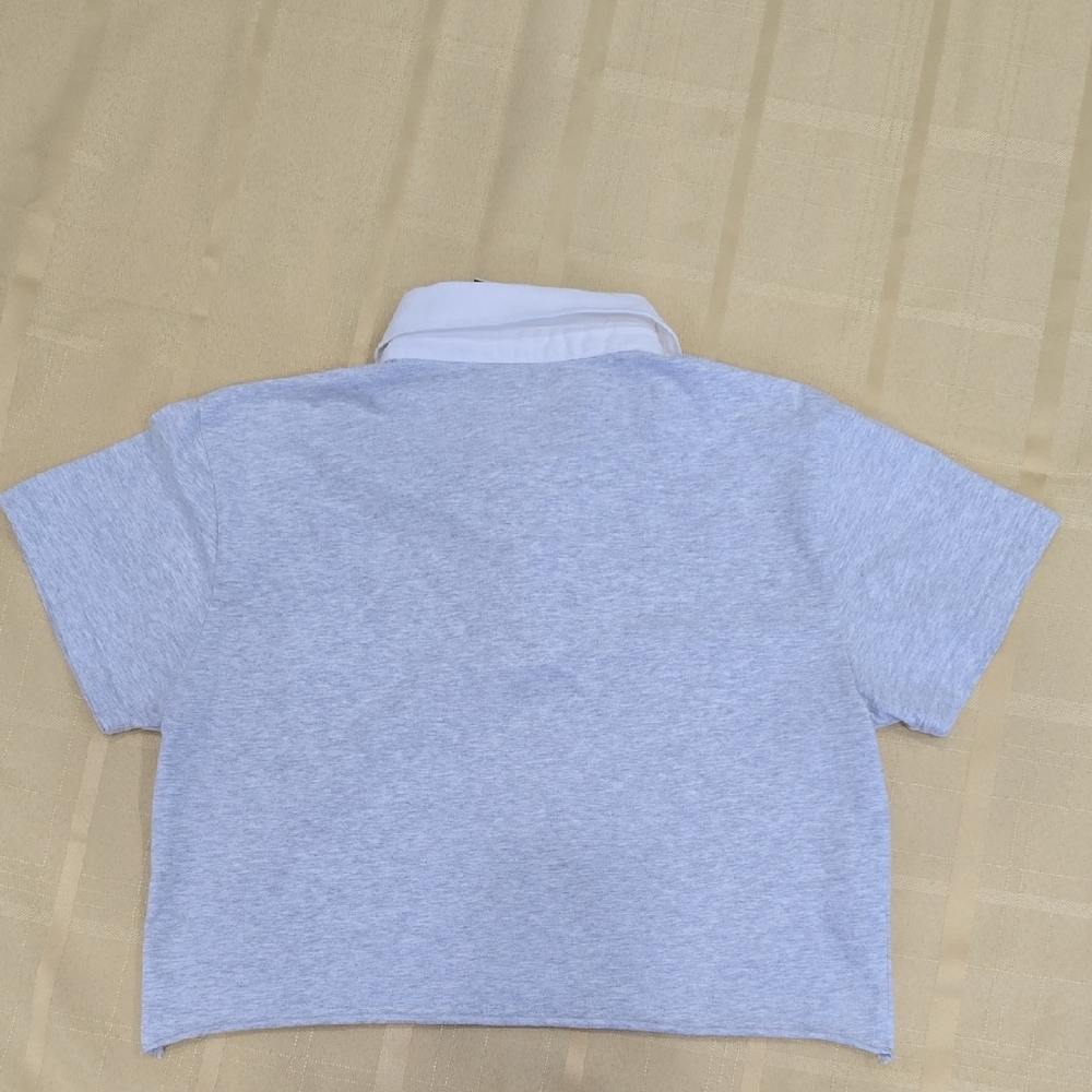 Brandy Melville John Galt Gray Polo Crop Top California Bear One Size - Picture 5 of 6